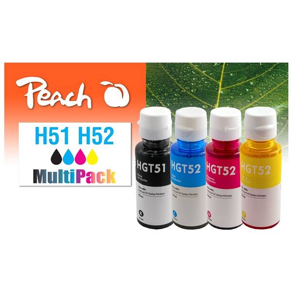 Inkoustová náplň Peach HP GT51, GT52, MultiPac, 1x 5000, 3x 8000 stranl vícebarevná

