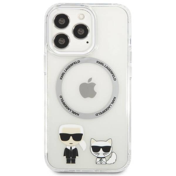 Kryt na mobil Karl Lagerfeld MagSafe Karl and Choupette na Apple iPhone 13 Pro Max průhledný

