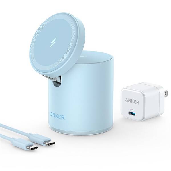 Bezdrátová nabíječka Anker PowerWave Mag-Go 2-in-1 Dock modrá


