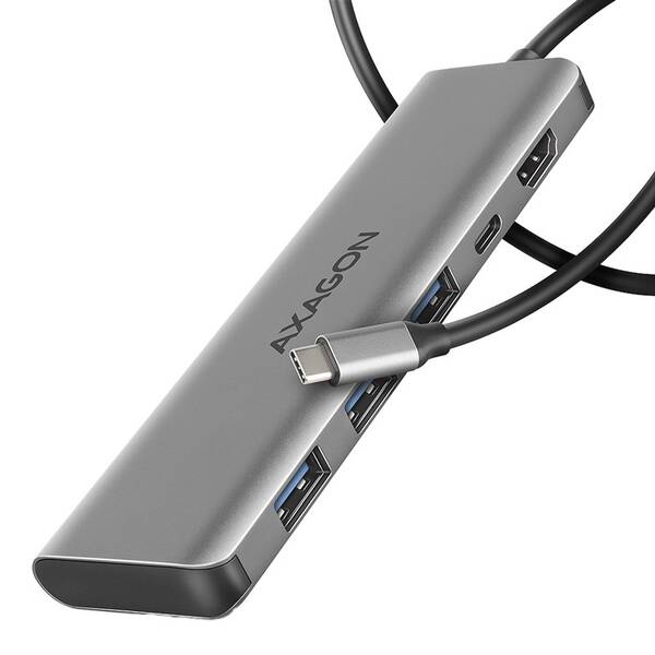 USB Hub Axagon HMC-5H USB-C 5Gbps 5in1 hub stříbrný

