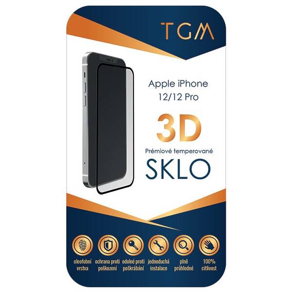 Tvrzené sklo TGM 3D na Apple iPhone 12/12 Pro černé

