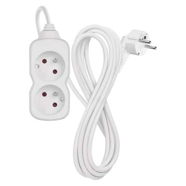 Kabel prodlužovací EMOS 2 x zásuvka, 3m bílý

