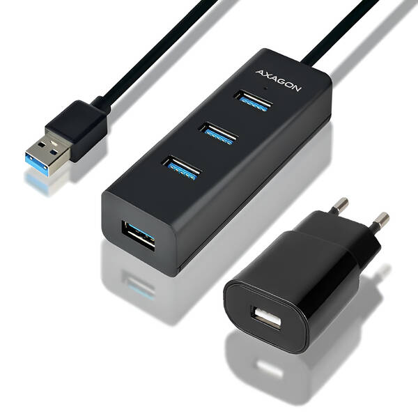 USB Hub Axagon USB / 4 USB 3.0, adaptér, 1,2 m černý

