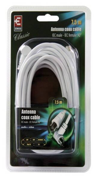 Koaxiální kabel EMOS 7,5m bílý

