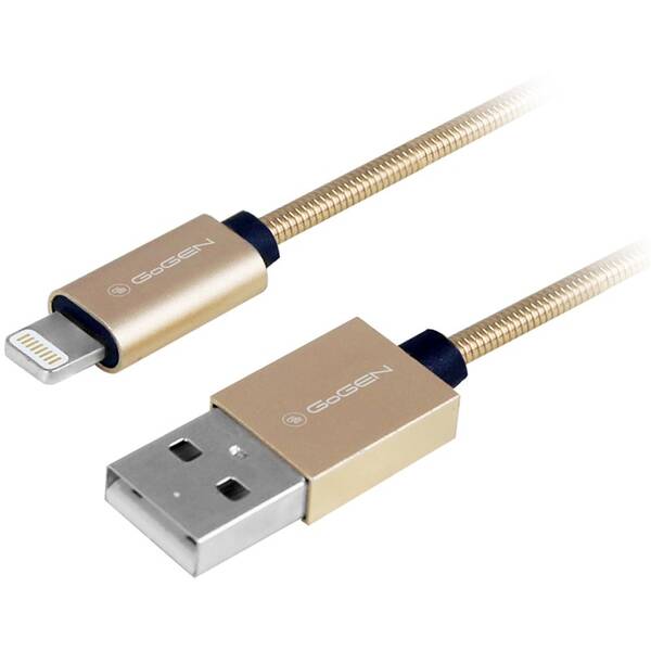 Kabel GoGEN USB / lightning, 1m, ocelový, opletený zlatý

