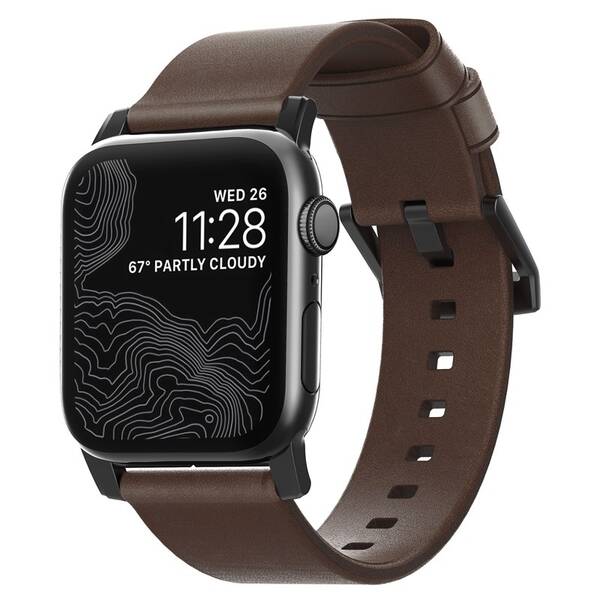 Řemínek NOMAD Leather Strap na Apple Watch 42mm/44mm/45mm/49mm černý/hnědý


