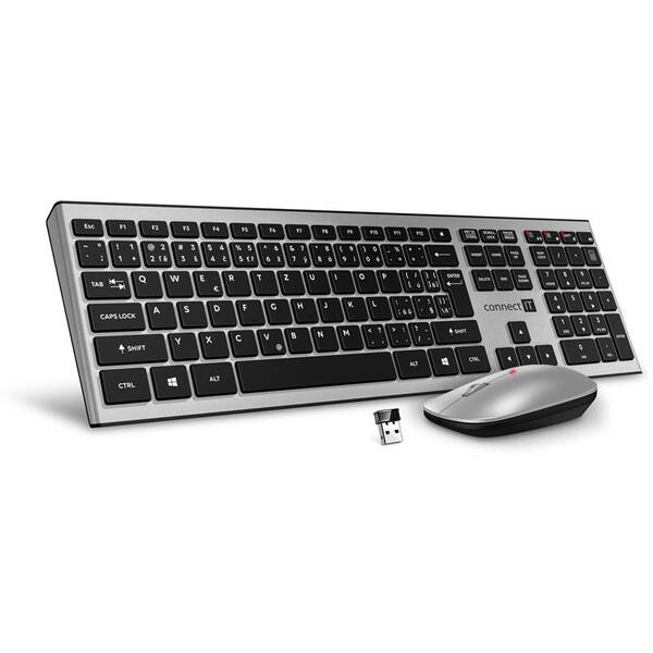 Klávesnice s myší Connect IT Combo, CZ + SK layout stříbrná

