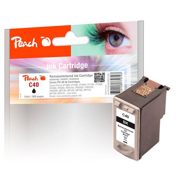 Inkoustová náplň Peach Canon PG-40, 380 stran černá

