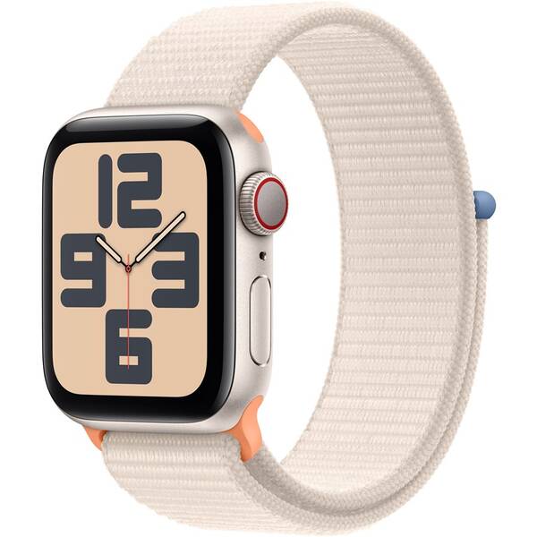 Chytré hodinky Apple GPS + Cellular 40mm pouzdro z hvezdně bílého hliníku - hvězdně bílý provlékací sportovní řemínek 
