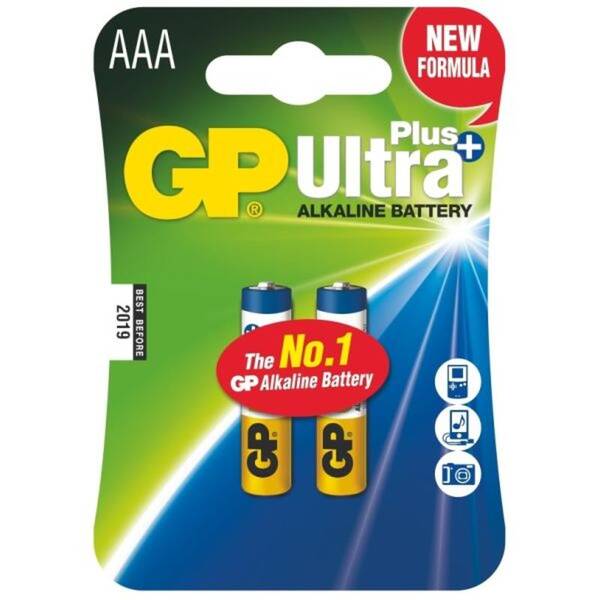 Baterie alkalická GP Ultra Plus AAA, LR03, blistr 2ks 

