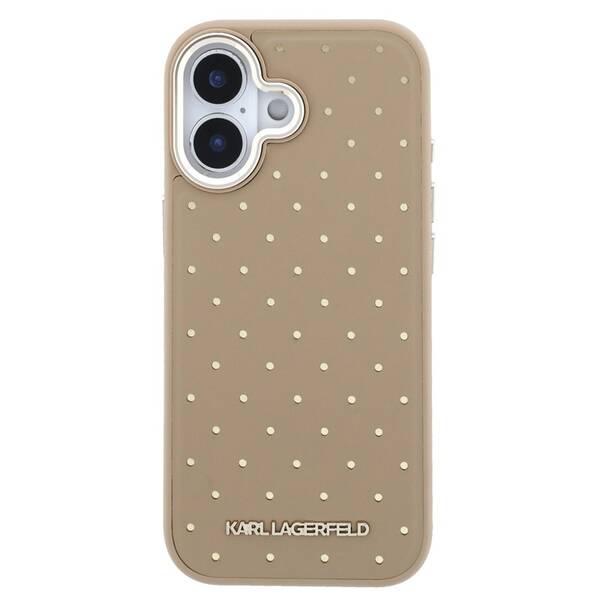 Kryt na mobil Karl Lagerfeld PU Perforated Gold Dots MagSafe na Apple iPhone 17 béžový

