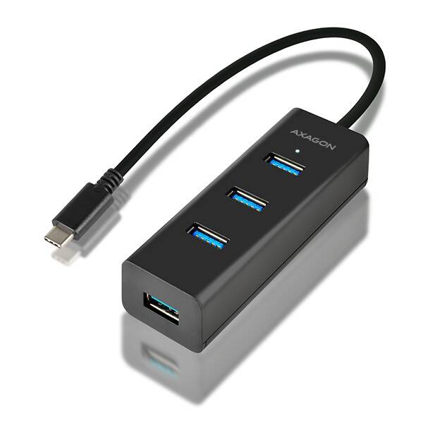 USB Hub Axagon USB-C / 4x USB 3.0, Micro USB černý

