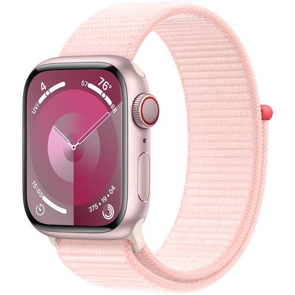 Chytré hodinky Apple GPS + Cellular 45mm pouzdro z růžového hliníku - světle růžový provlékací sportovní řemínek 


