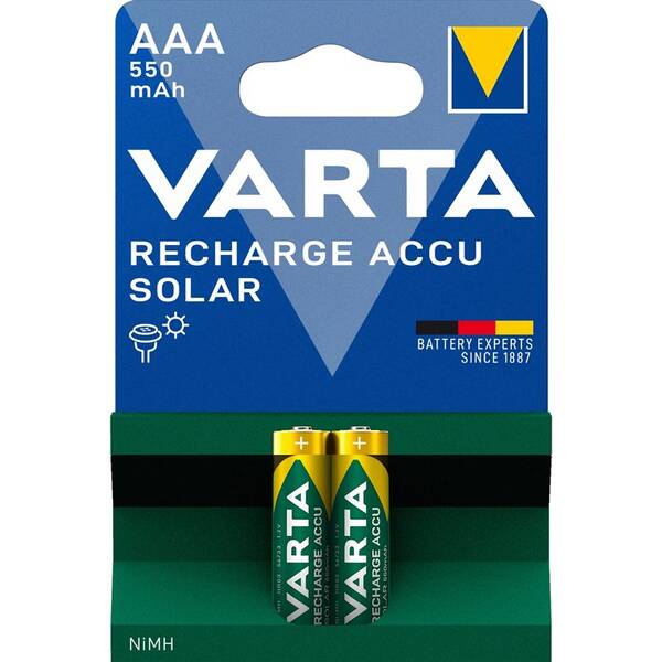 Baterie nabíjecí Varta Solar, HR03, AAA, 550mAh, Ni-MH, blistr 2ks 

