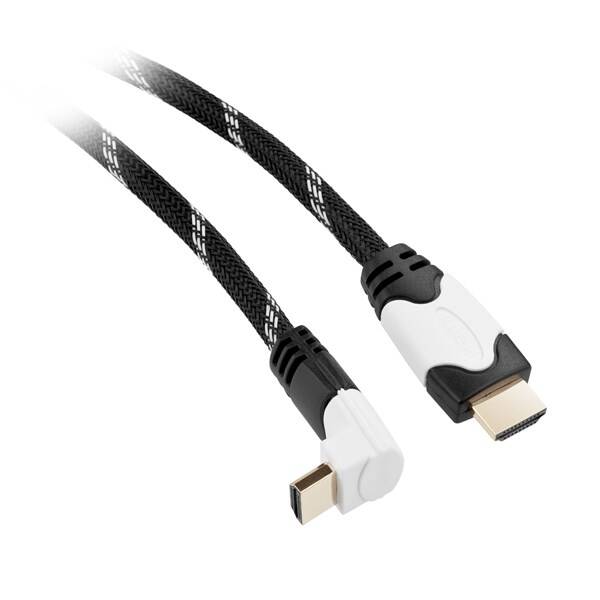 Kabel GoGEN HDMI 2.0, 1,5m, 90° konektor, opletený, pozlacený, s ethernetem černý

