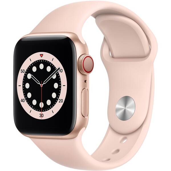 Chytré hodinky Apple GPS + Cellular, 40mm pouzdro ze zlatého hliníku - pískově růžový sportovní náramek 

