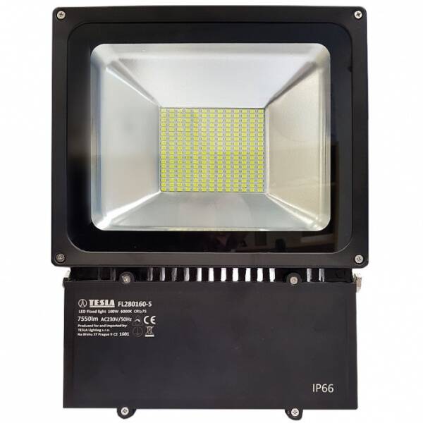 LED reflektor Tesla 100W, studená bílá, 7500lm, vysoce svítívý černý

