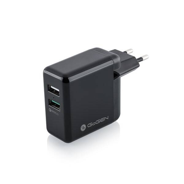 Nabíječka do sítě GoGEN ACHQ 203, 2x USB, 2,4A s funkcí rychlonabíjení QC 3.0, 18W černá

