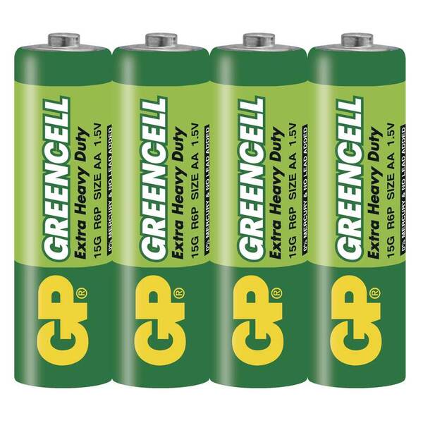 Baterie zinkochloridová GP Greencell AA, R06, fólie 4ks 


