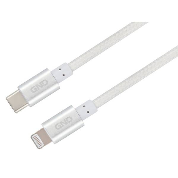 Kabel GND USB-C / Lightning, MFI, opletený, 1m bílý

