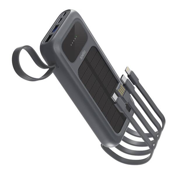 Powerbanka Spello by Epico ForcePack 5in1 10000mAh solární, s integorvanými kabely SP15 šedá

