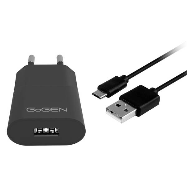 Nabíječka do sítě GoGEN ACH 103 MC,1x USB 1A, 5W + microUSB kabel 1m černá

