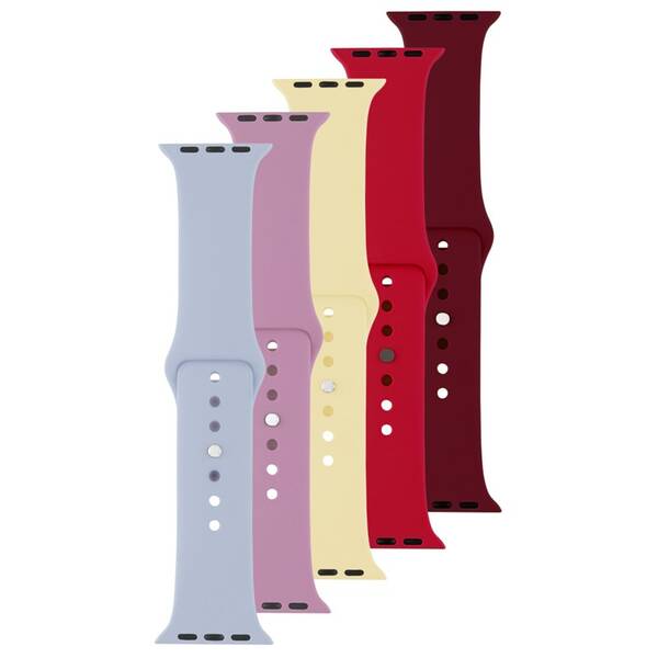 Set řemínků FIXED Silicone Strap na Apple Watch 42/44/45 mm červený/modrý/žlutý/fialový/vínový

