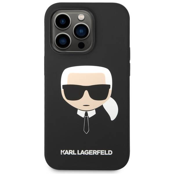 Kryt na mobil Karl Lagerfeld Liquid Silicone Karl Head na Apple iPhone 14 Pro Max černý

