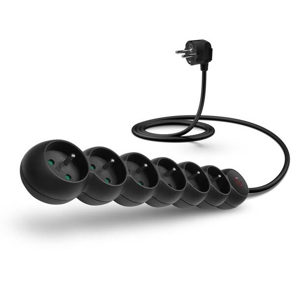 Kabel prodlužovací Connect IT 230 V, 6 zásuvek, s vypínačem, 5m černý

