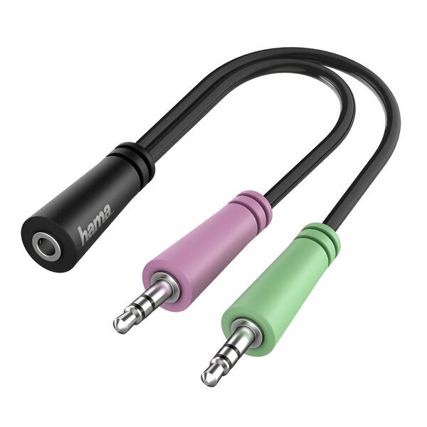 Redukce Hama Jack 3,5mm / 2x Jack 3,5mm černá

