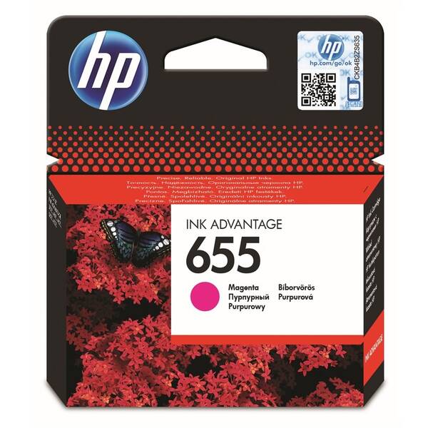 Inkoustová náplň HP 655, 600 stran purpurová

