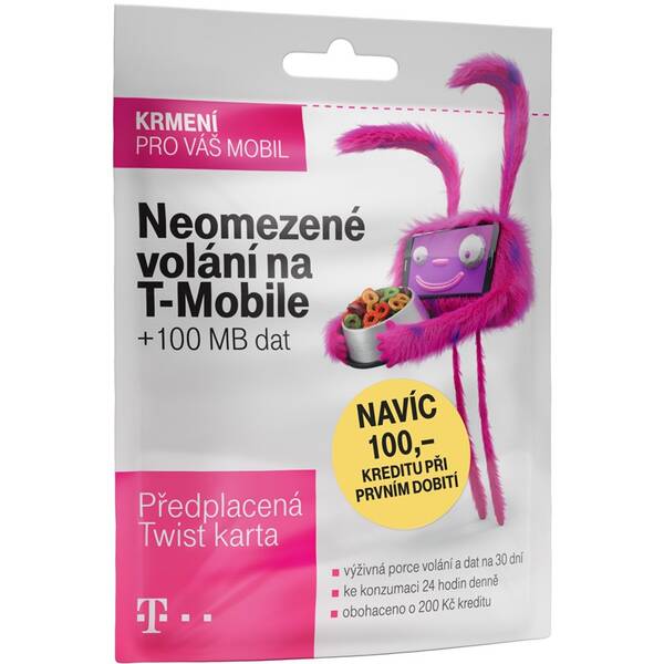 SIM karta T-Mobile SIM s kreditem T-mobile Twist V síti 200 Kč kredit - hlasové volání 

