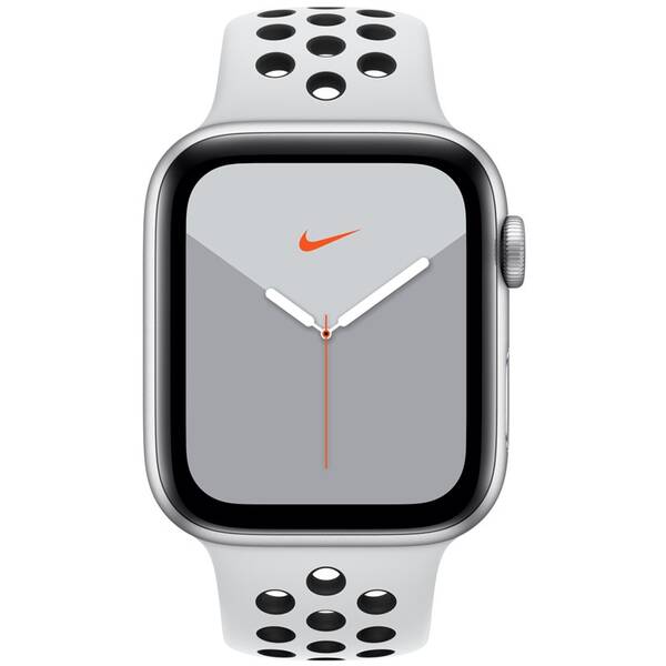 Chytré hodinky Apple GPS 44mm pouzdro ze stříbrného hliníku - platinový/černý sportovní řemínek Nike 


