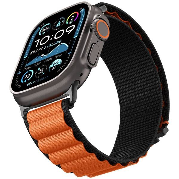 Řemínek Spigen Fabric na Apple Watch 49/46/45/44mm černý/oranžový

