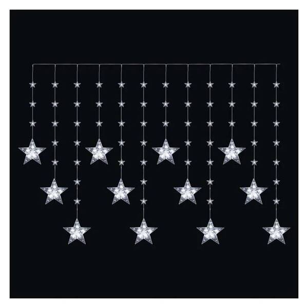 LED řetěz EMOS 120 WINDOW STARS, 3AA, IP44, CW průhledný

