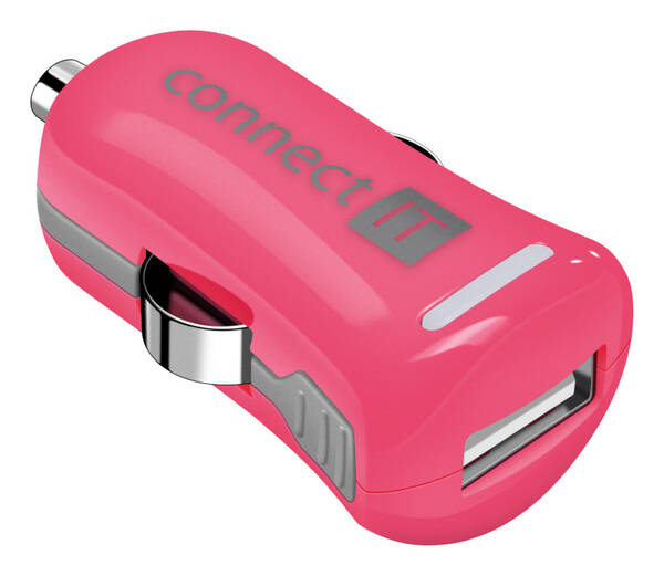 Adaptér do auta Connect IT InCarz COLORZ 1xUSB, 2,1A (V2) růžový

