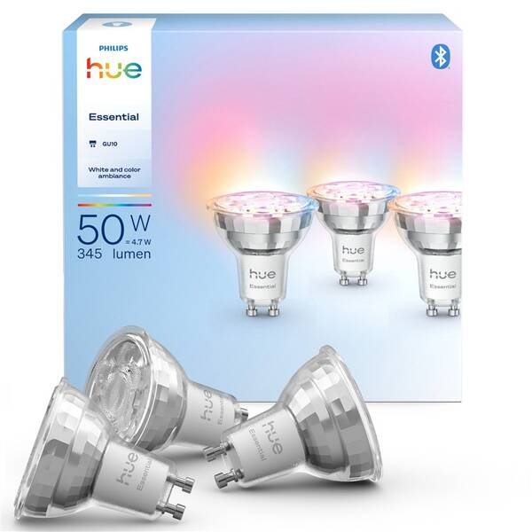 Chytrá žárovka Philips Essential Bluetooth, 4,7 W, GU10, White and Color Ambiance (3 ks) 

