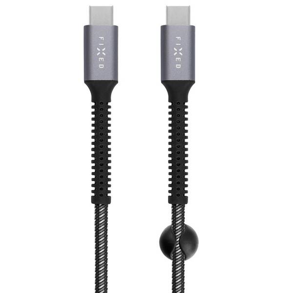 Kabel FIXED Armor USB-C/USB-C, PD, 240 W, 1,2 m šedý

