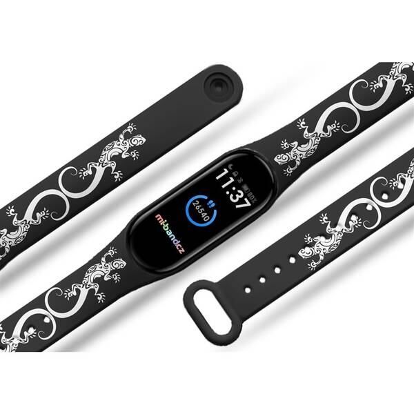 Řemínek Mi-Band na Xiaomi Mi Band 5/6 - motiv Ještěrky, černý 

