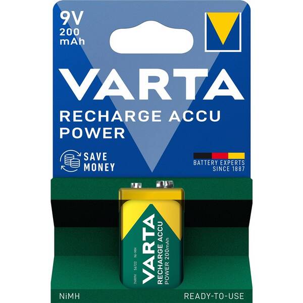 Baterie nabíjecí Varta Recharge Accu Power 1 9V (7HR9V), 200 mAh (1ks) 


