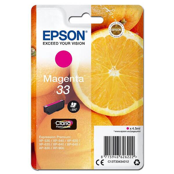 Inkoustová náplň Epson 33, 300 stran purpurová


