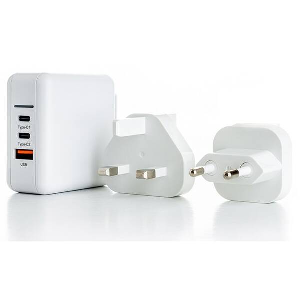 Nabíječka do sítě ERPOWER 65W GaN PD 2x USB-C, USB-A QC 3.0 bílá

