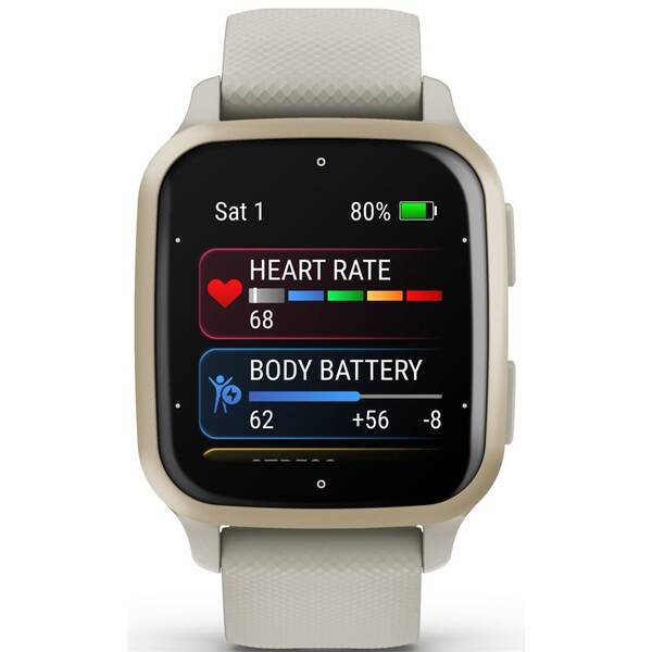 Chytré hodinky Garmin Venu Sq 2 Music - Cream Gold/ French Gray Silicone Band 

