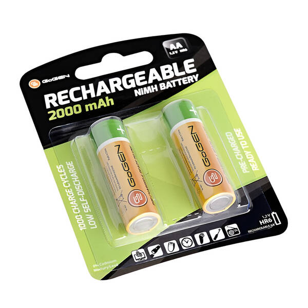 Baterie nabíjecí GoGEN AA, HR06, 2000mAh, Ni-MH, blistr 2ks 

