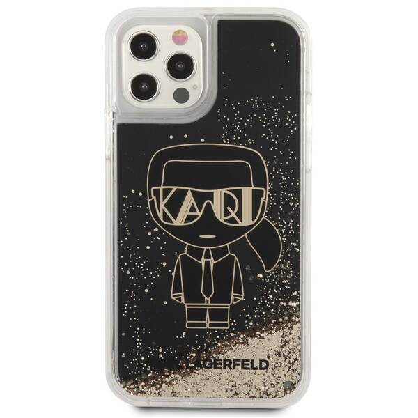 Kryt na mobil Karl Lagerfeld Liquid Glitter Gatsby na Apple iPhone 12/12 Pro černý

