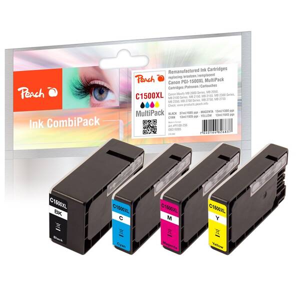 Inkoustová náplň Peach Canon PGI1500XL, MultiPac, 1x37/3x13 ml vícebarevná

