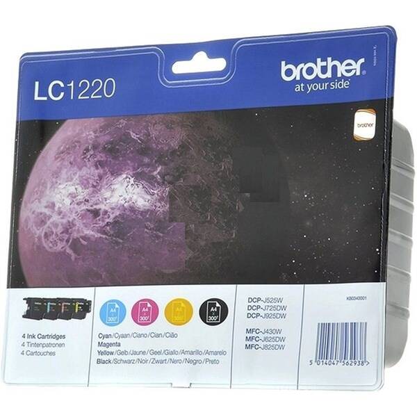 Inkoustová náplň Brother LC1220, 4x300 stran  originální, vícebarevná


