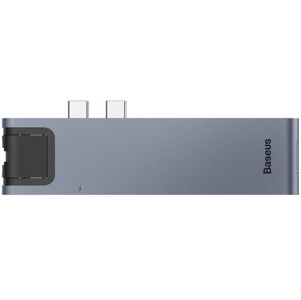 USB Hub Baseus USB-C/2x USB 3.0, USB-C PD, HDMI, RJ45, SD, Micro SD, pro MacBook Pro šedý


