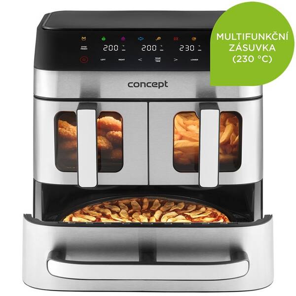 Fritéza horkovzdušná Concept FR9000 PIZZA TRIO 18,5 l černá/nerez

