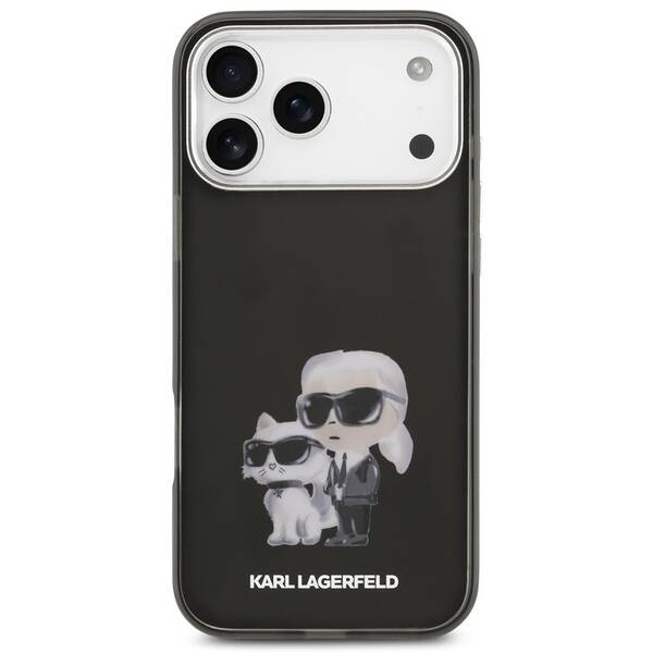 Kryt na mobil Karl Lagerfeld IML Aquarelle Karl and Choupette na Apple iPhone 17 Pro černý

